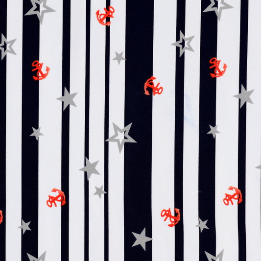 Anchor and Star Stripe Print Spandex
