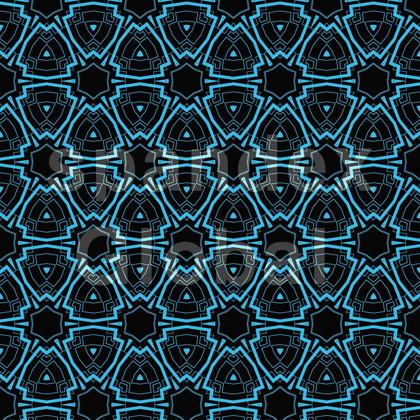 Blue Labyrinth Geometric Spandex