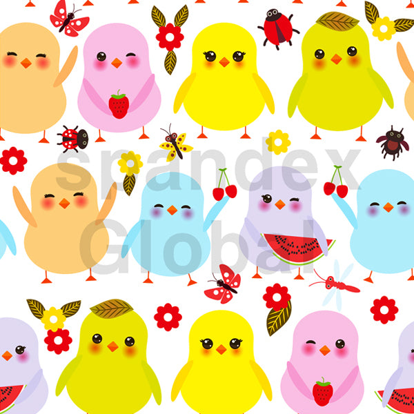 Cute Chicks with Insects