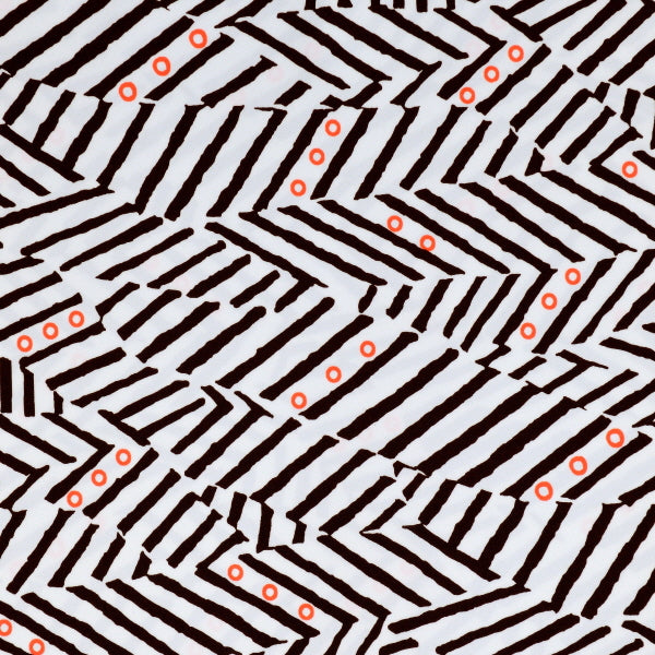 Hand Drawn Geometric Lines Print Spandex