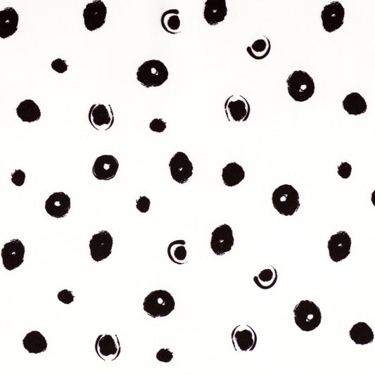 Monochrome Round Brush Strokes Print Spandex