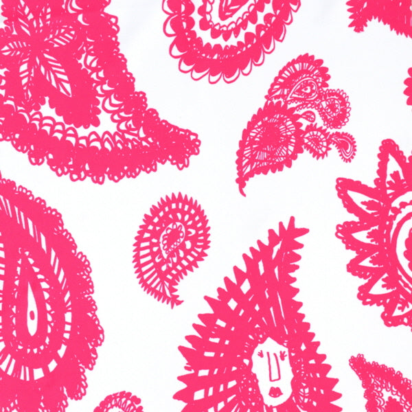 Pink Abstract Paisley Print Spandex