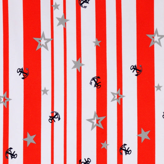 Anchor and Star Stripe Print Spandex