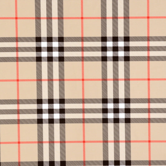 Beige Plaid Print Spandex
