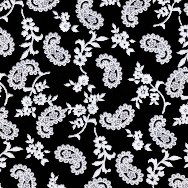 Black and White Paisley Print Spandex