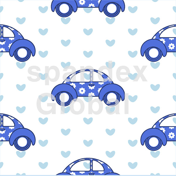 Blue Flower Cars with Hearts