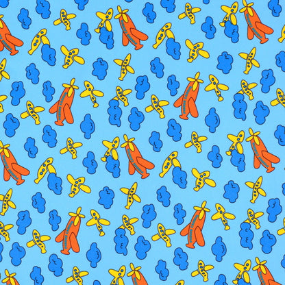 Cartoon Airplane and Cloud Print