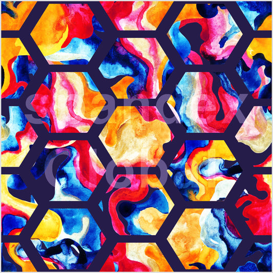 Artistic Hexagon Watercolor Spandex