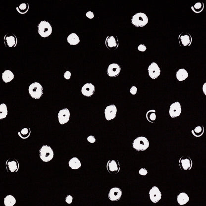 Monochrome Round Brush Strokes Print Spandex