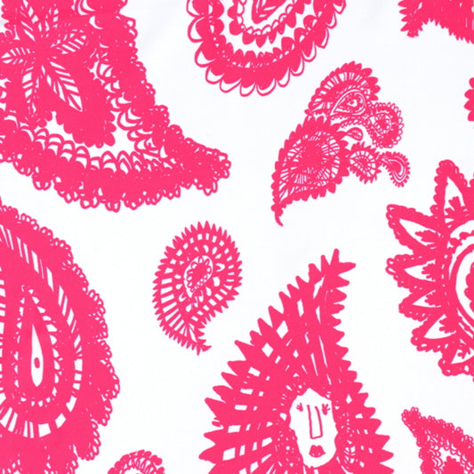 Pink Abstract Paisley Print Spandex