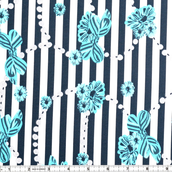 Ribbon and Beads Stripe Print Spandex