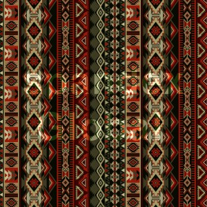 RED AND GREEN TRIBAL PRINT