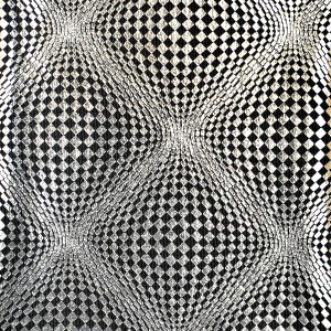 Metallic Op Art Checkerboard Pattern Spandex