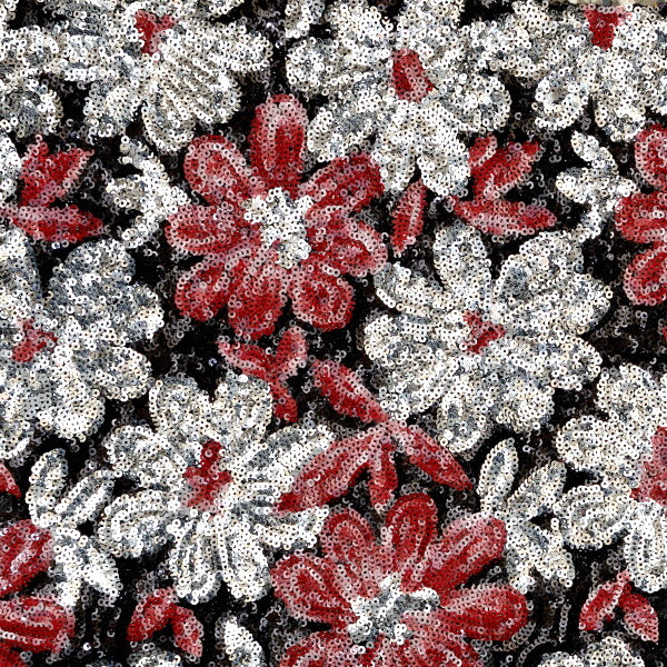 Daisy Flower Pattern Sequins Mesh - Spandex Global